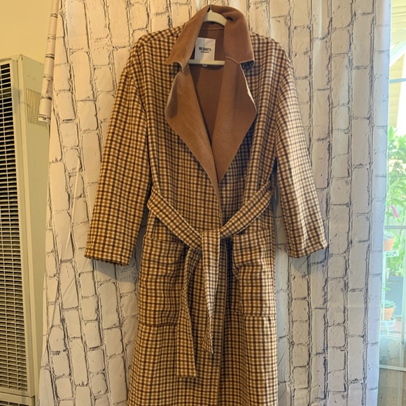 BB Dakota Long Plaid Brown Coat  NWT - Picture 10 of 11